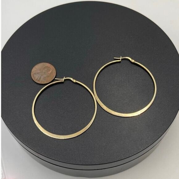 AV 925 Italy Sterling Silver Gold Plated Vermeil Hoop Pierced Earrings - Picture 3 of 8